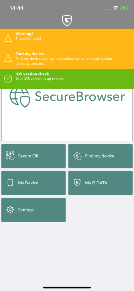 G DATA Mobile Security iOS: Notification