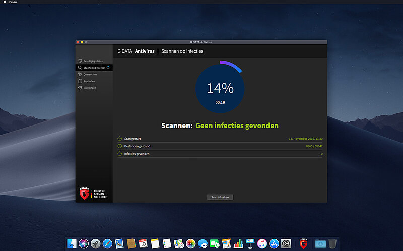G DATA Antivirus Mac Scannen op infecties